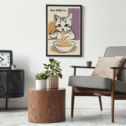 Bon Appetit Cat Noodle Lover Print