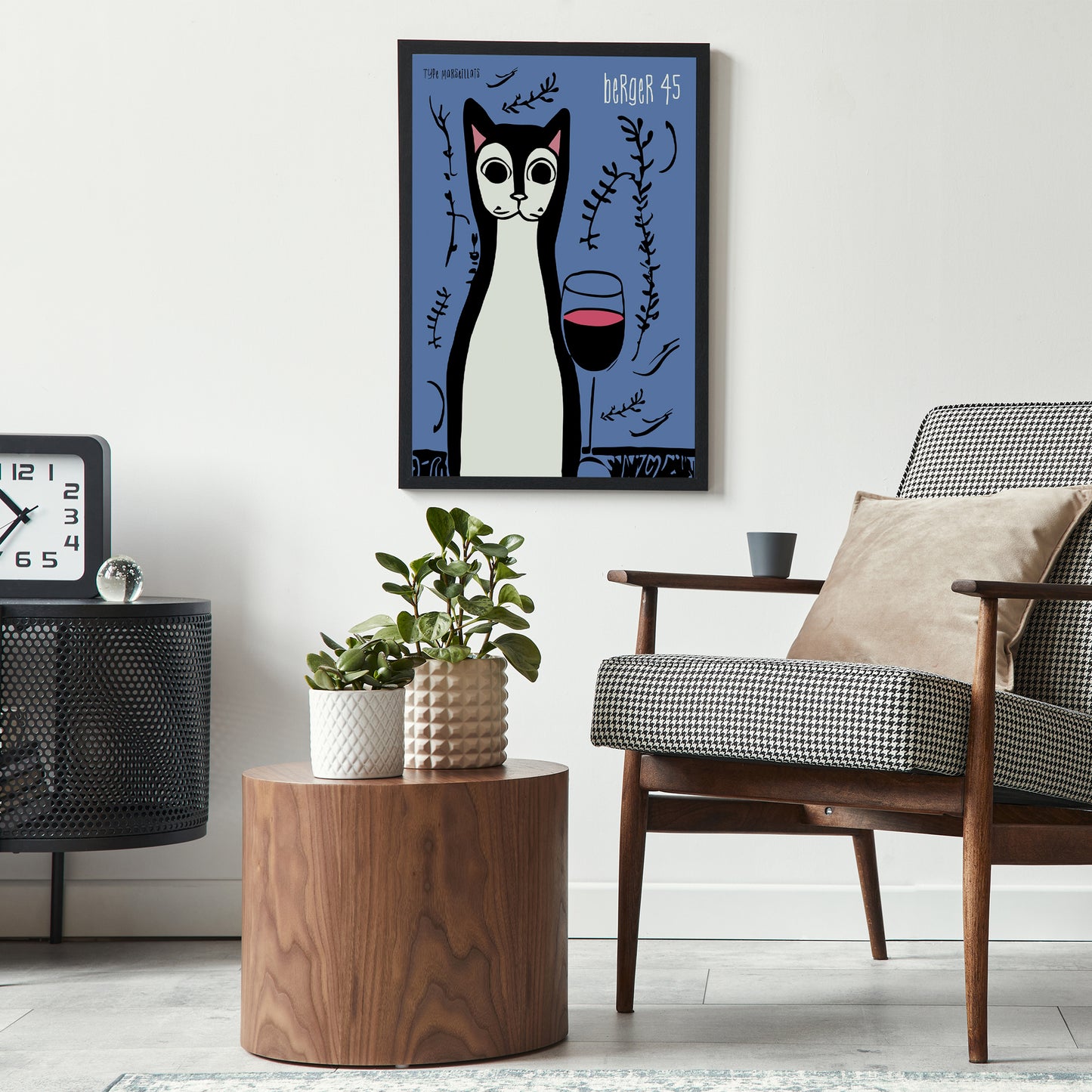 Berger 45 Vintage Wine Cat Poster