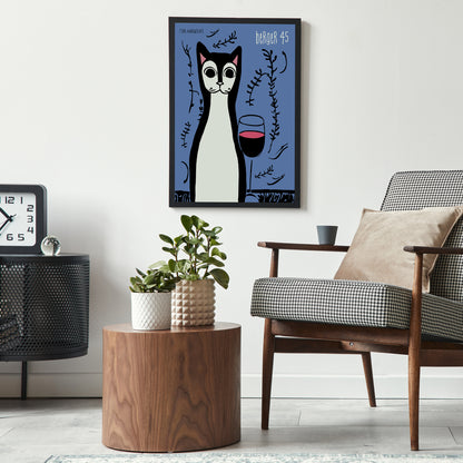 Berger 45 Vintage Wine Cat Poster