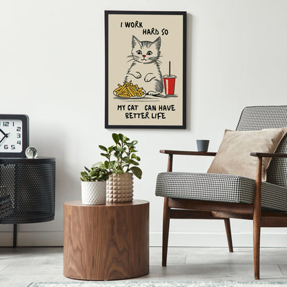 Cat and Fast Food Poster