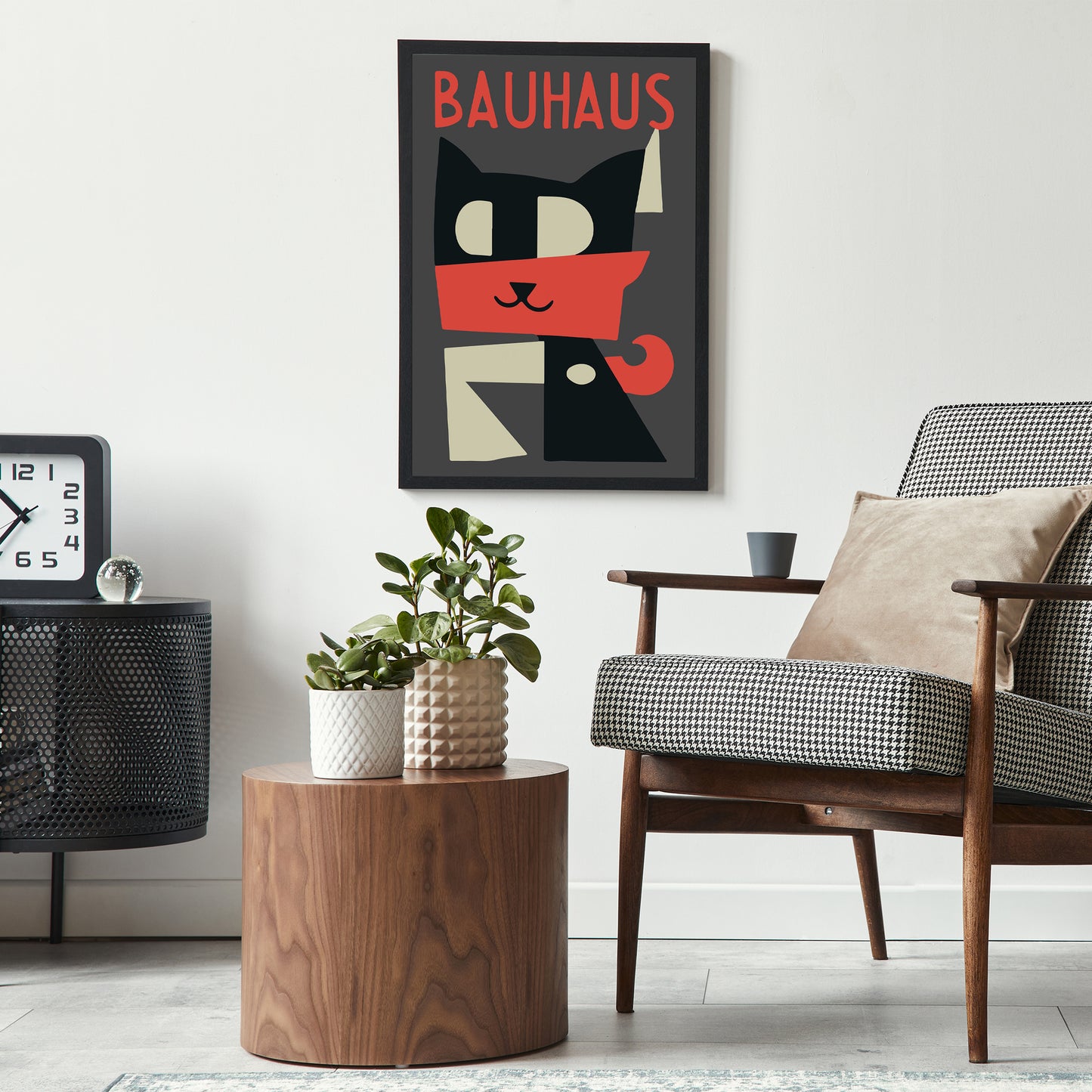 Bauhaus Cat Retro Poster