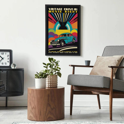 Vintage Drive-In Movie Night Poster