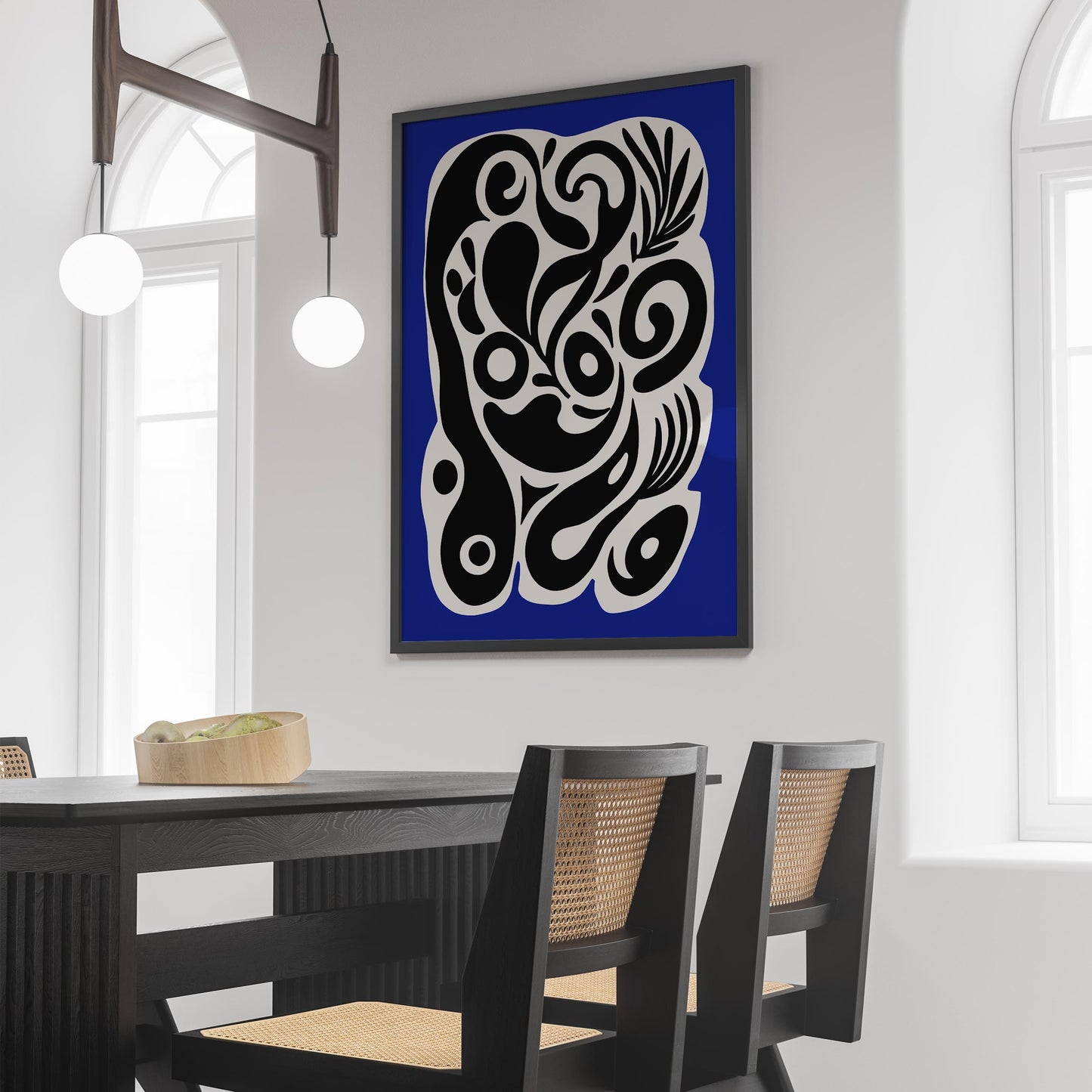 Modern Abstract in Black and Blue Wall Art Print