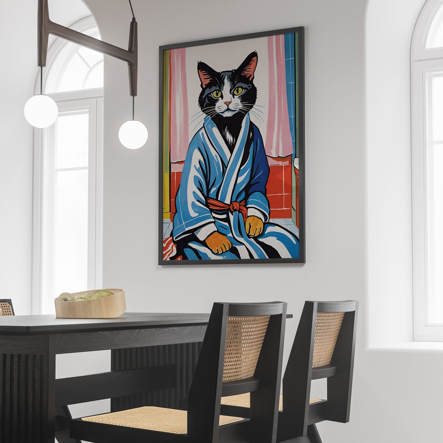 Bathrobe Cat Wall Poster
