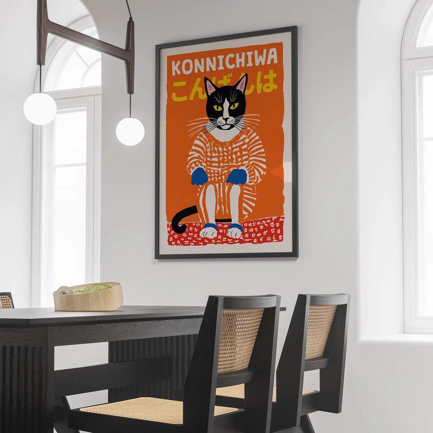 Konnichiwa Cute Cat Poster