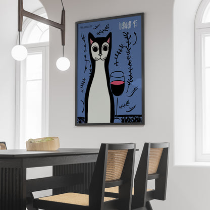 Berger 45 Vintage Wine Cat Poster