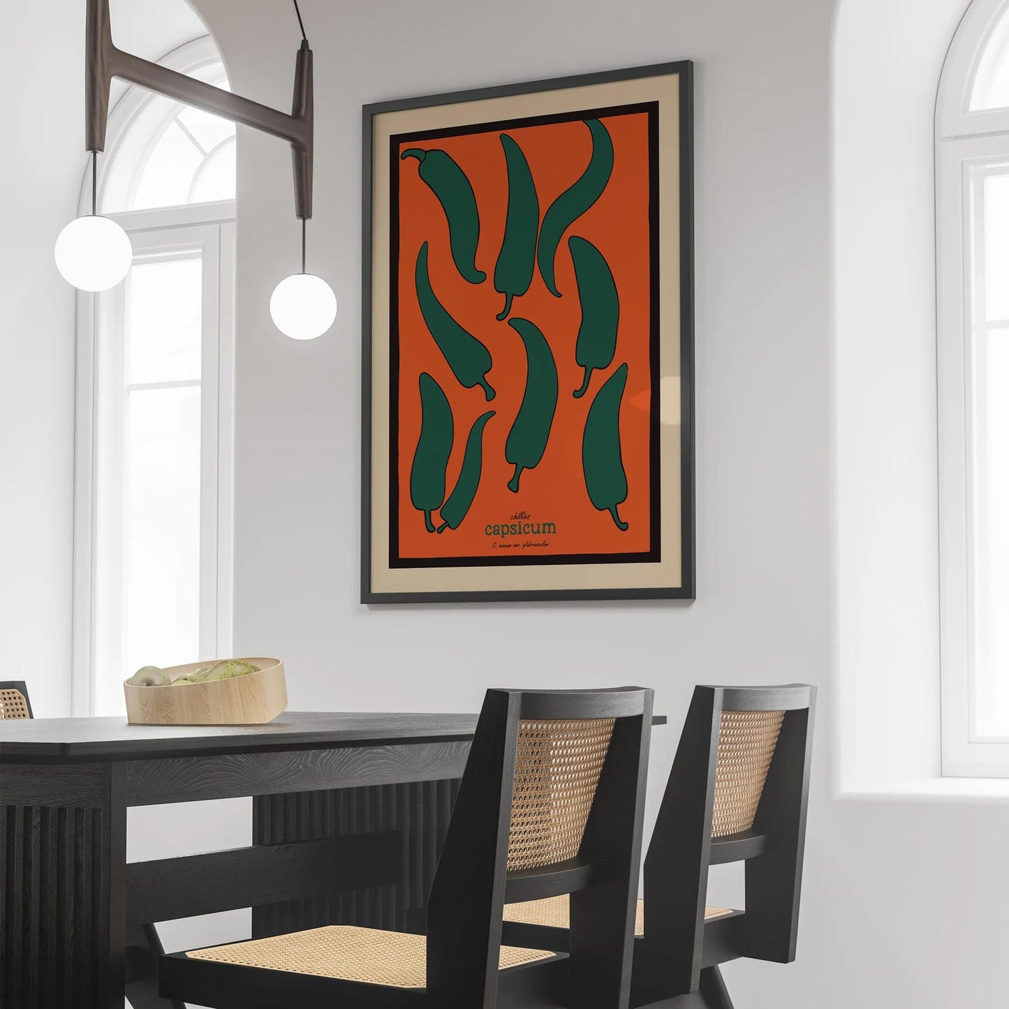 Retro Capsicum Chillies Wall Art Poster