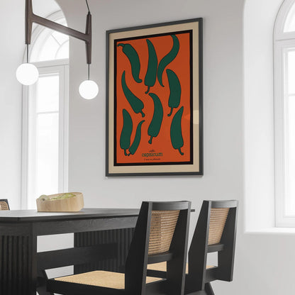 Retro Capsicum Chillies Wall Art Poster