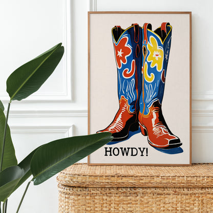 Howdy! Cowboy Boots Pop Art