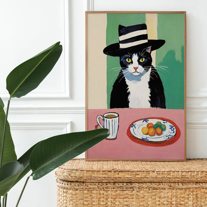 French Cat Breakfast Poster