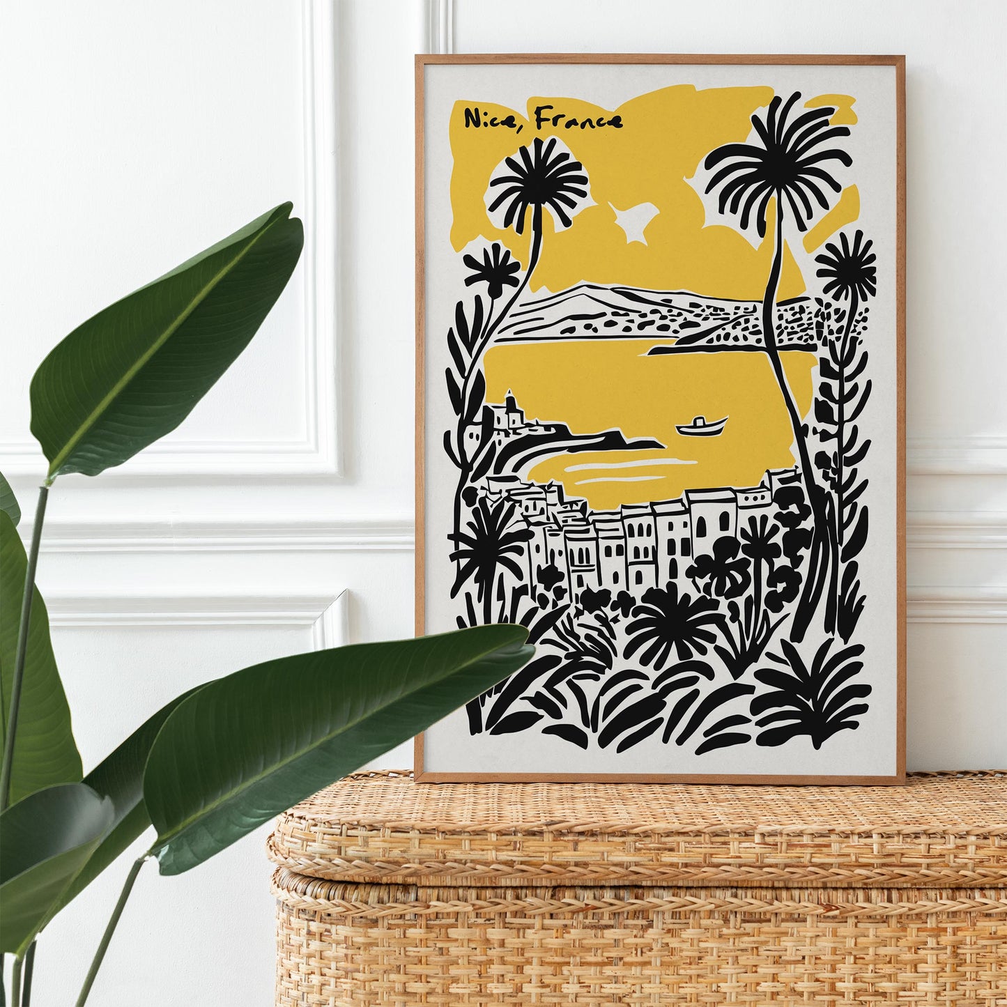 Yellow Nice France Travel Poster