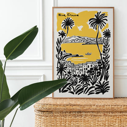 Yellow Nice France Travel Poster