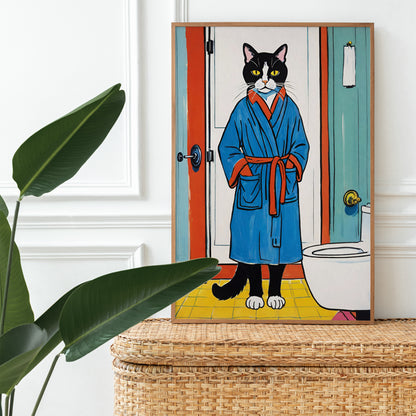 Bathrobe Cat - Cute Poster