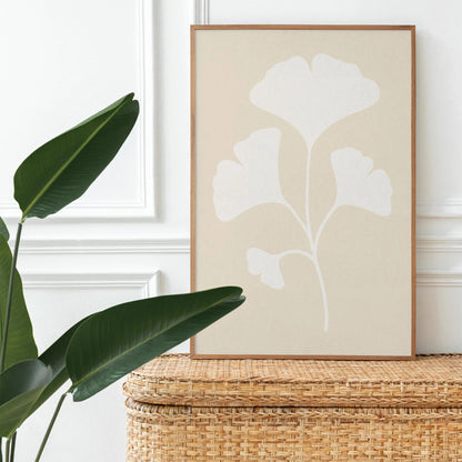 Soft Ginkgo Leaf Poster – Modern Minimalist Wall Art