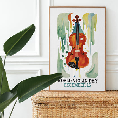 World Violin Day Retro Poster
