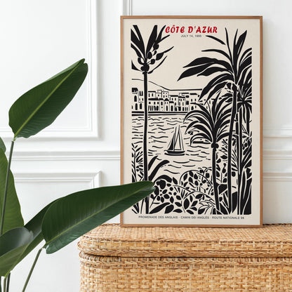 Cote d Azur Vintage Travel Poster