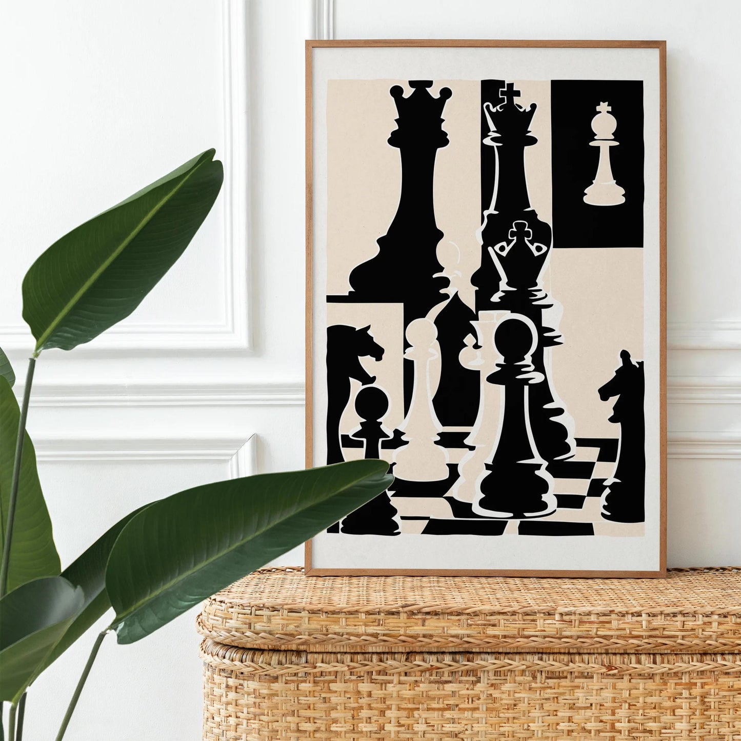 Black & White Chess Art Print