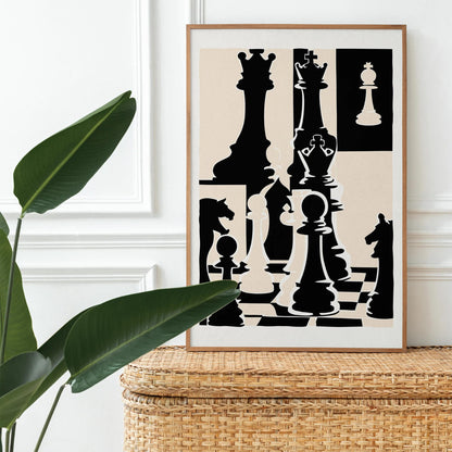 Black & White Chess Art Print