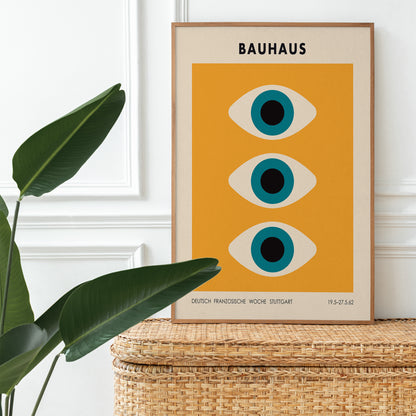 Bauhaus Eyes - Yellow Retro Poster