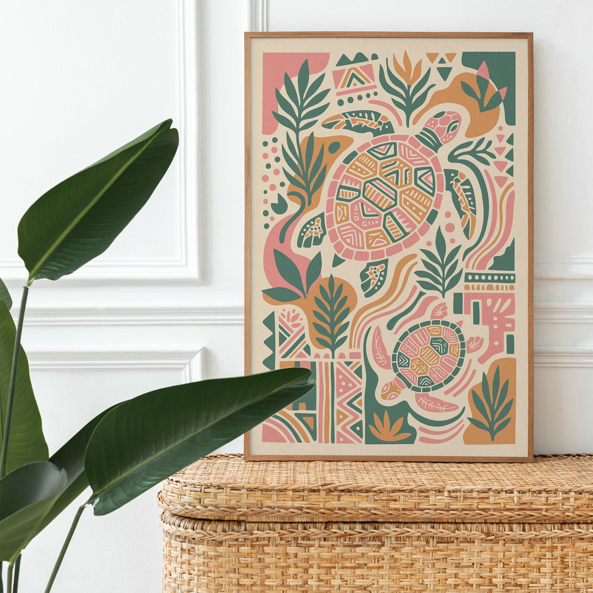 Boho Turtle Animal Art Poster