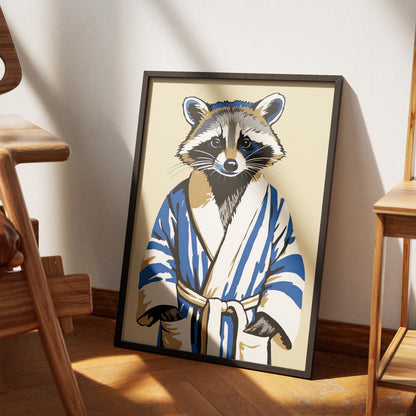 Raccoon Japanese Robe Wall Print