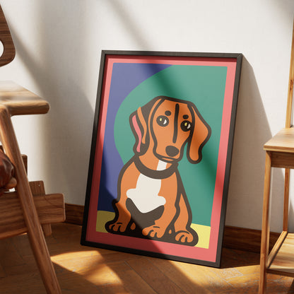 Cute Dachshund Wall Art Print