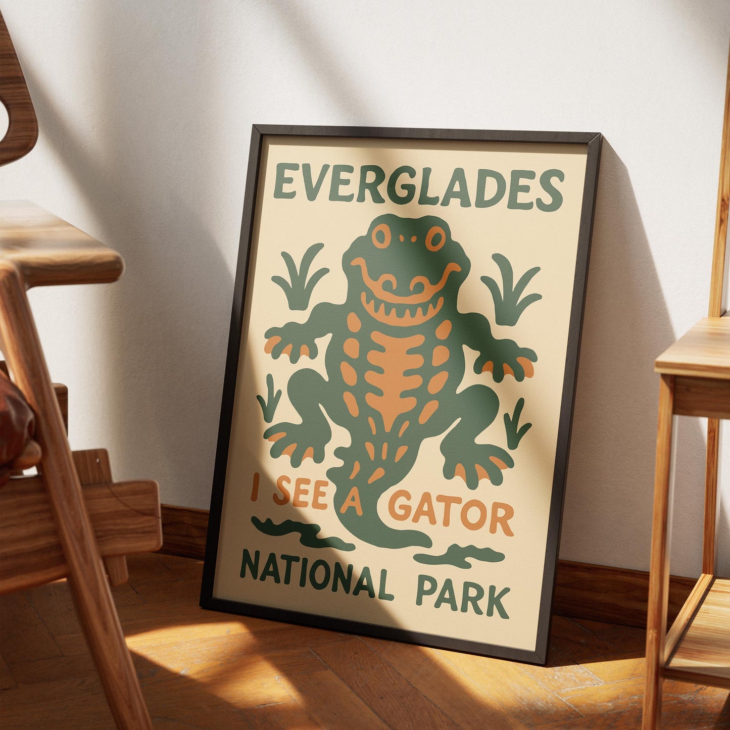 Everglades Gator Retro Poster