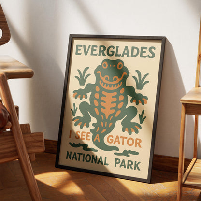 Everglades Gator Retro Poster