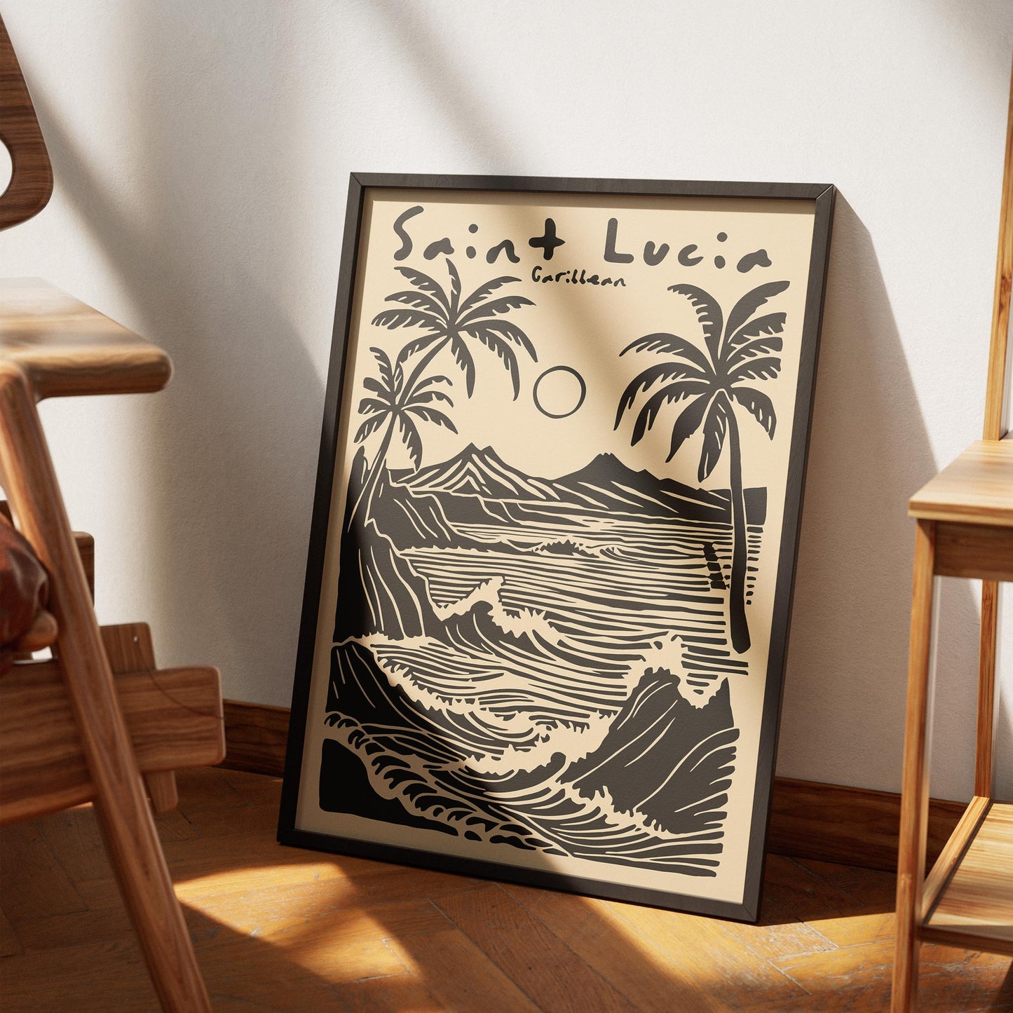 Saint Lucia Caribbean Tropical Black Poster