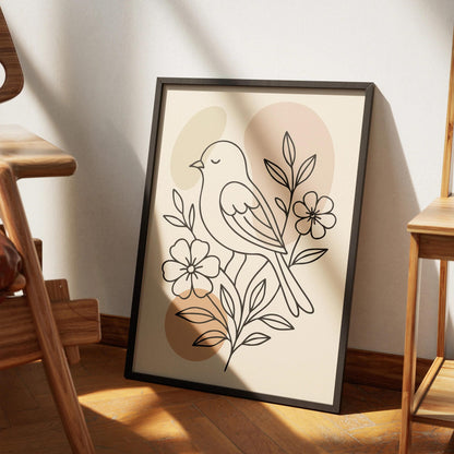 Cute Little Bird Line Art Print 2025