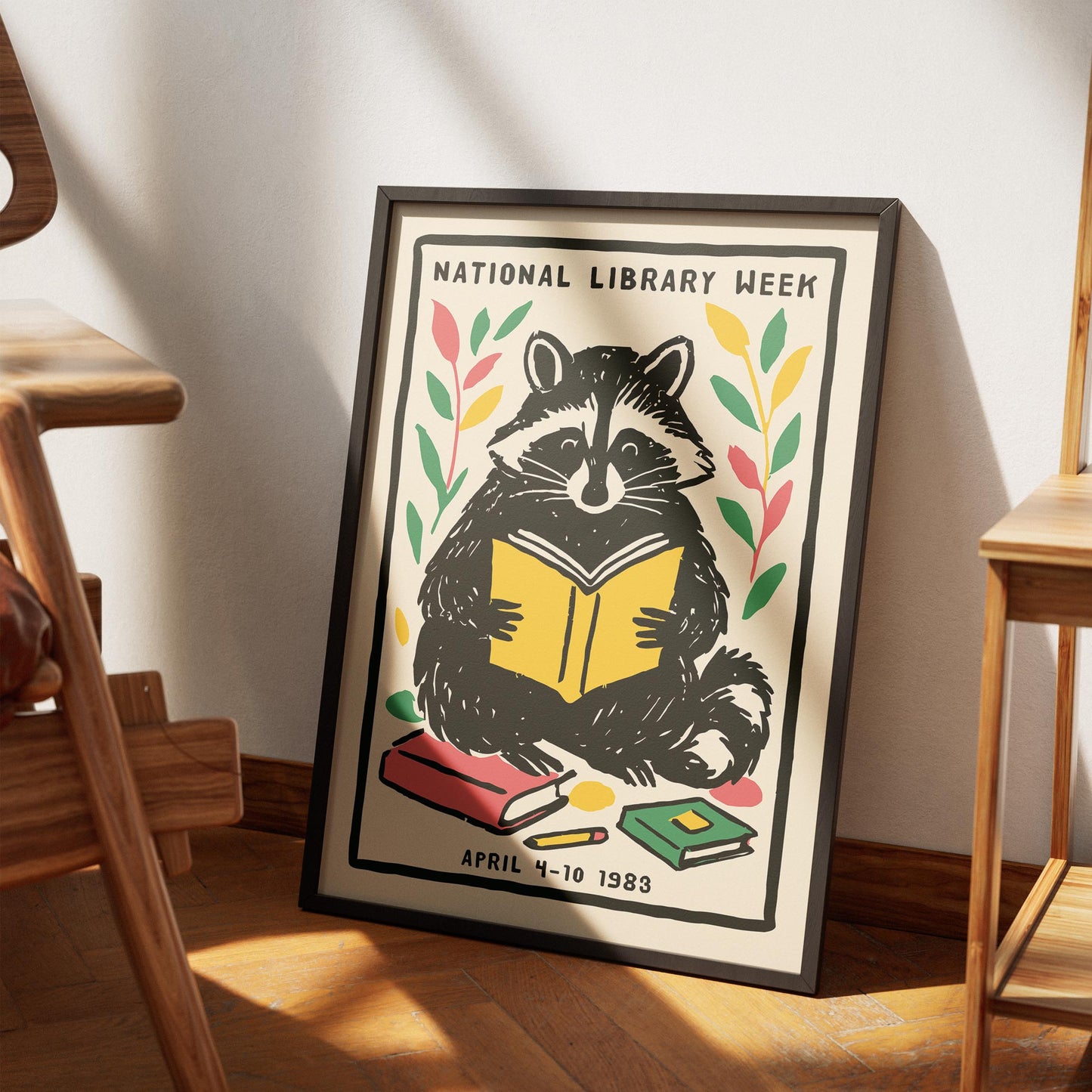 Raccoon Reader Poster