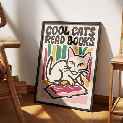 Cool Cats Reading Poster Print