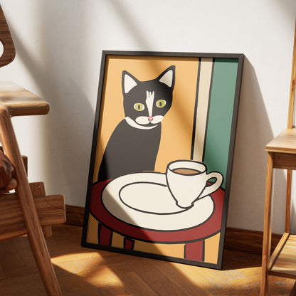 Coffee Cat Barista Wall Art Print