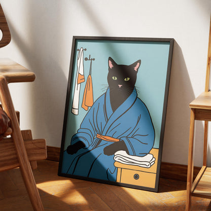 Bathroom Cat Wall Art Print