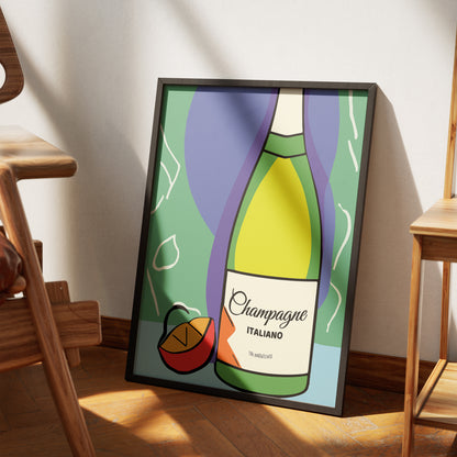 Champagne Italiano Retro Poster