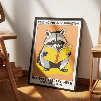 National Library Week Raccoon Poster