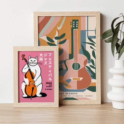 Osaka Jazz Festival Cat Poster Print