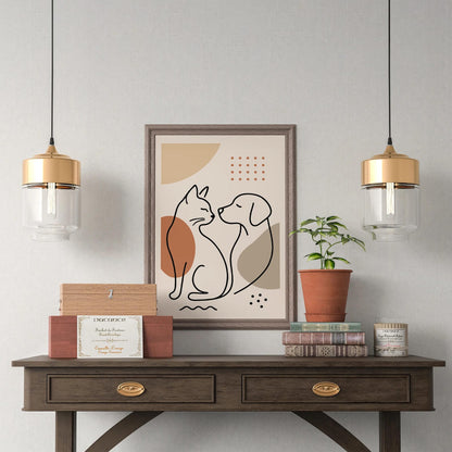 Pet Lovers Line Art Poster