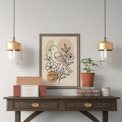 Cute Little Bird Line Art Print 2025