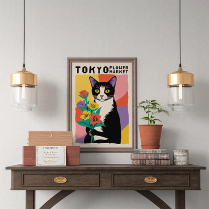 Tokyo Flower Market Cat Print