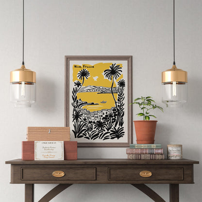 Yellow Nice France Travel Poster