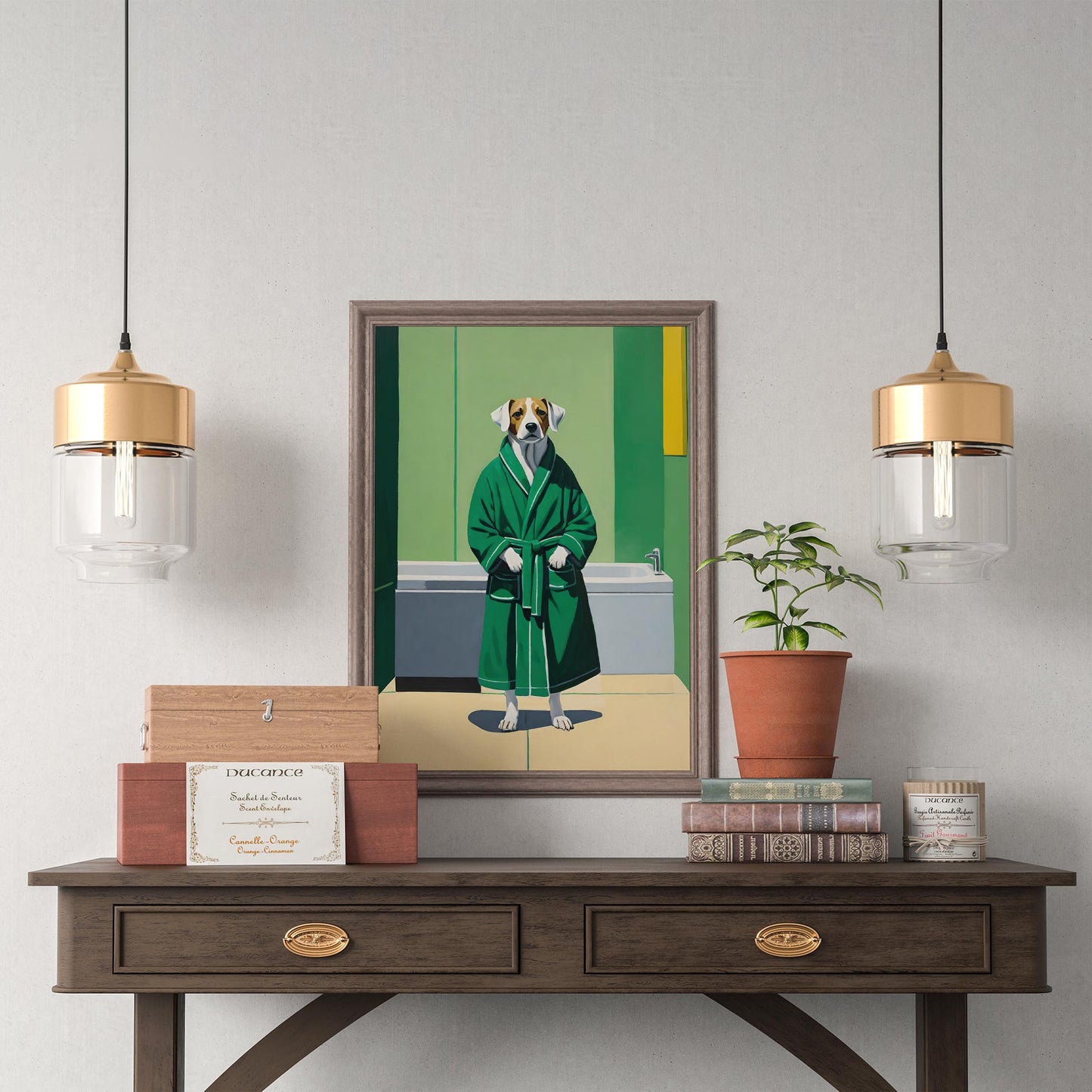 Bathrobe Dog Wall Art