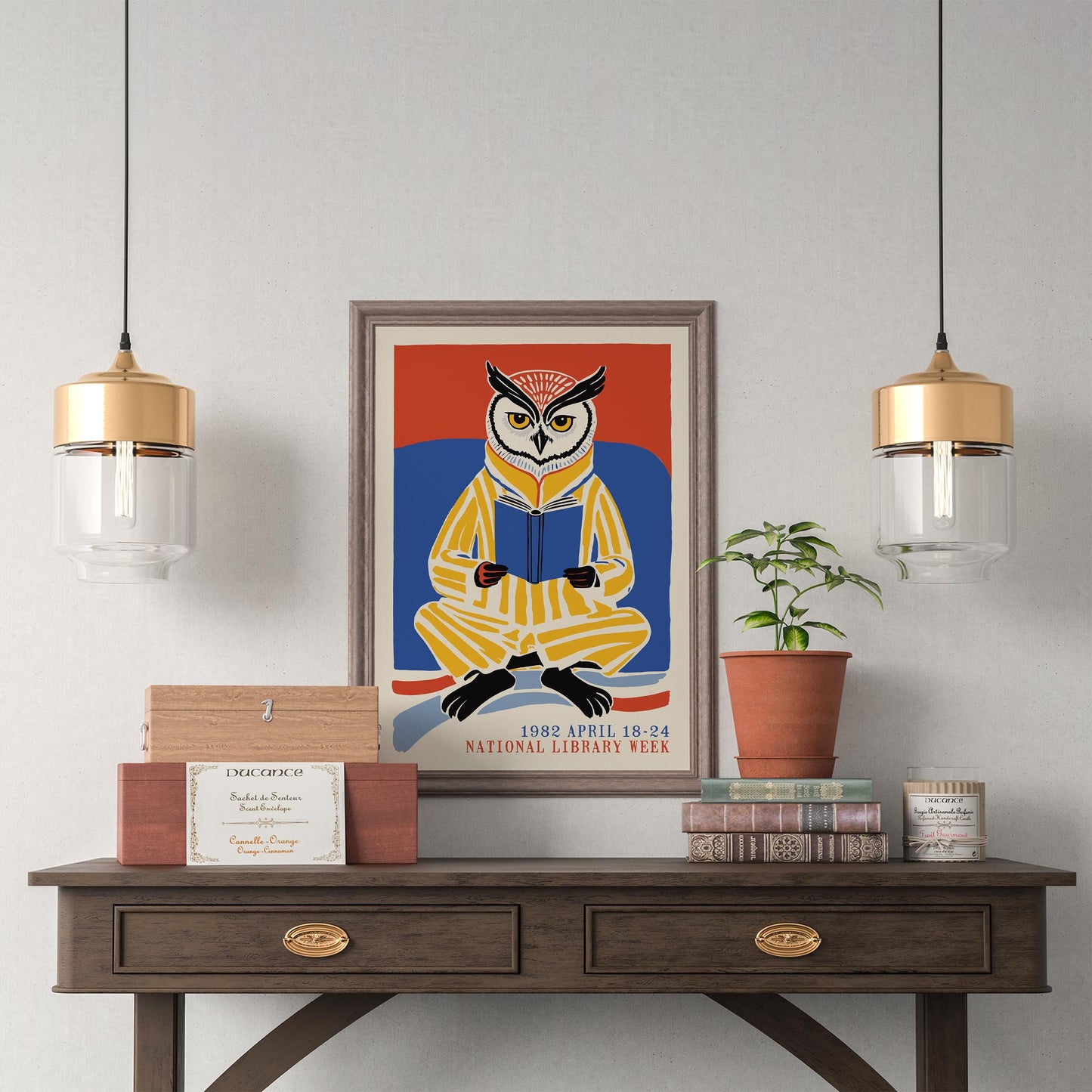 Reading Owl Poster - Book Lover Wall Art Print