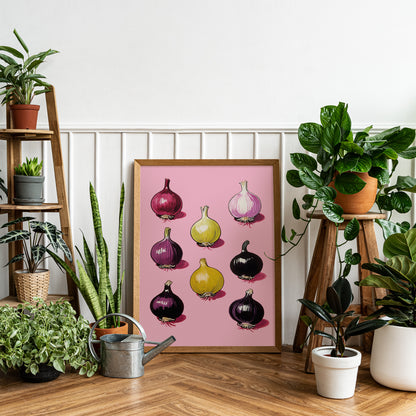 Retro Onions Kitchen Wall Art