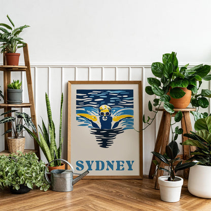 Vintage Sydney Swimmer Poster