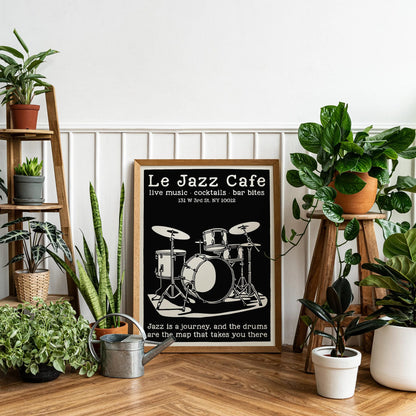 Le Jazz Cafe Black and White Poster