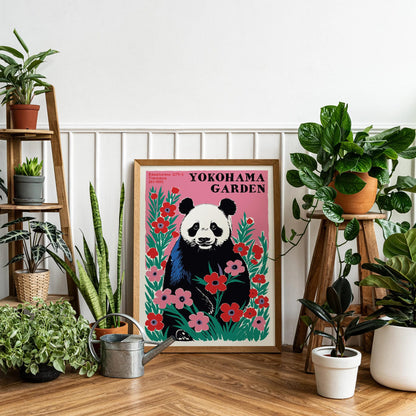 Pink and Red Floral Panda Print