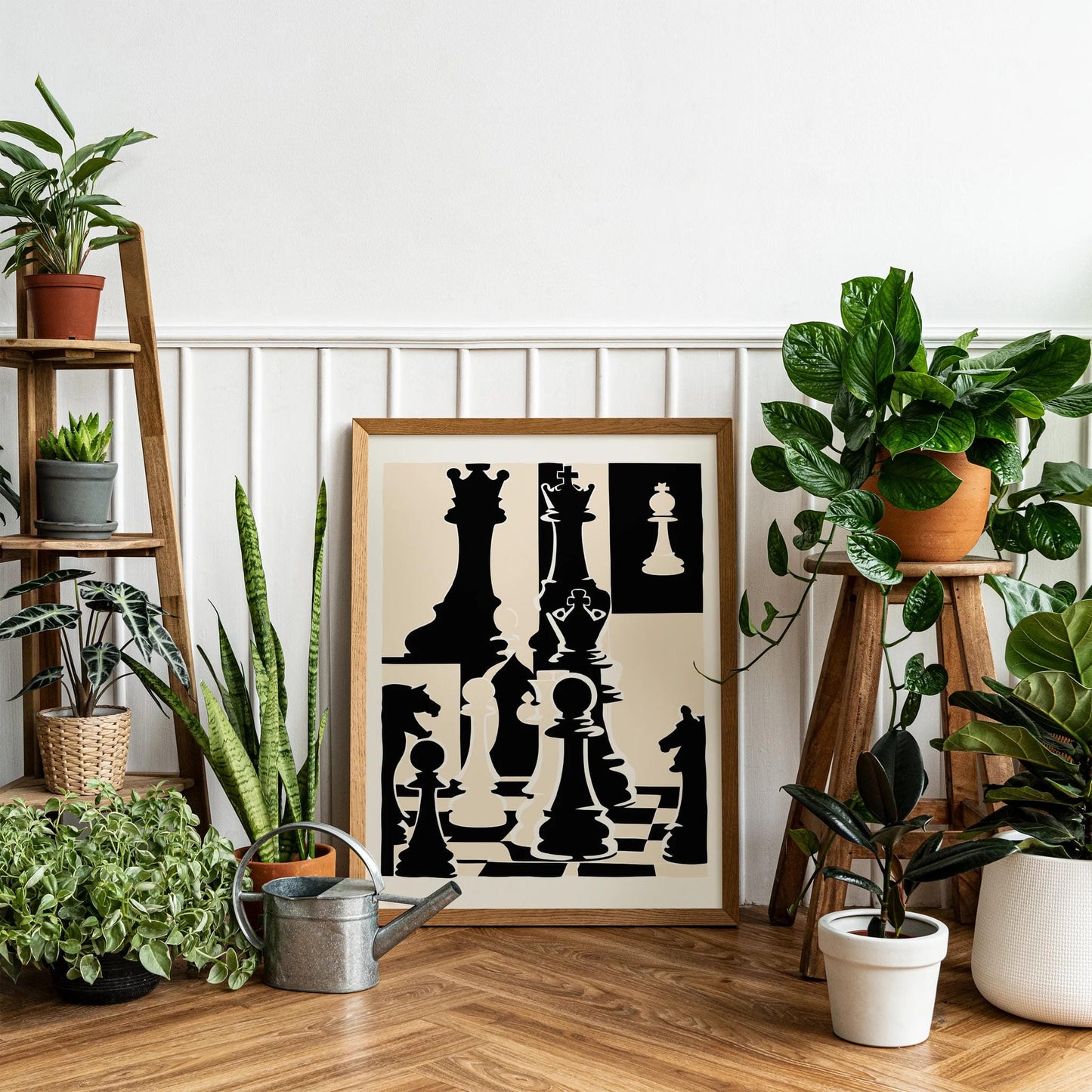Black & White Chess Art Print