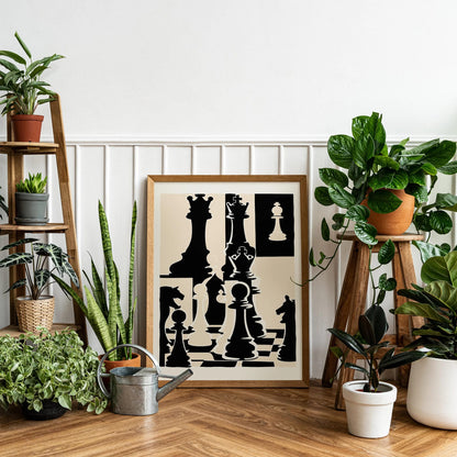 Black & White Chess Art Print