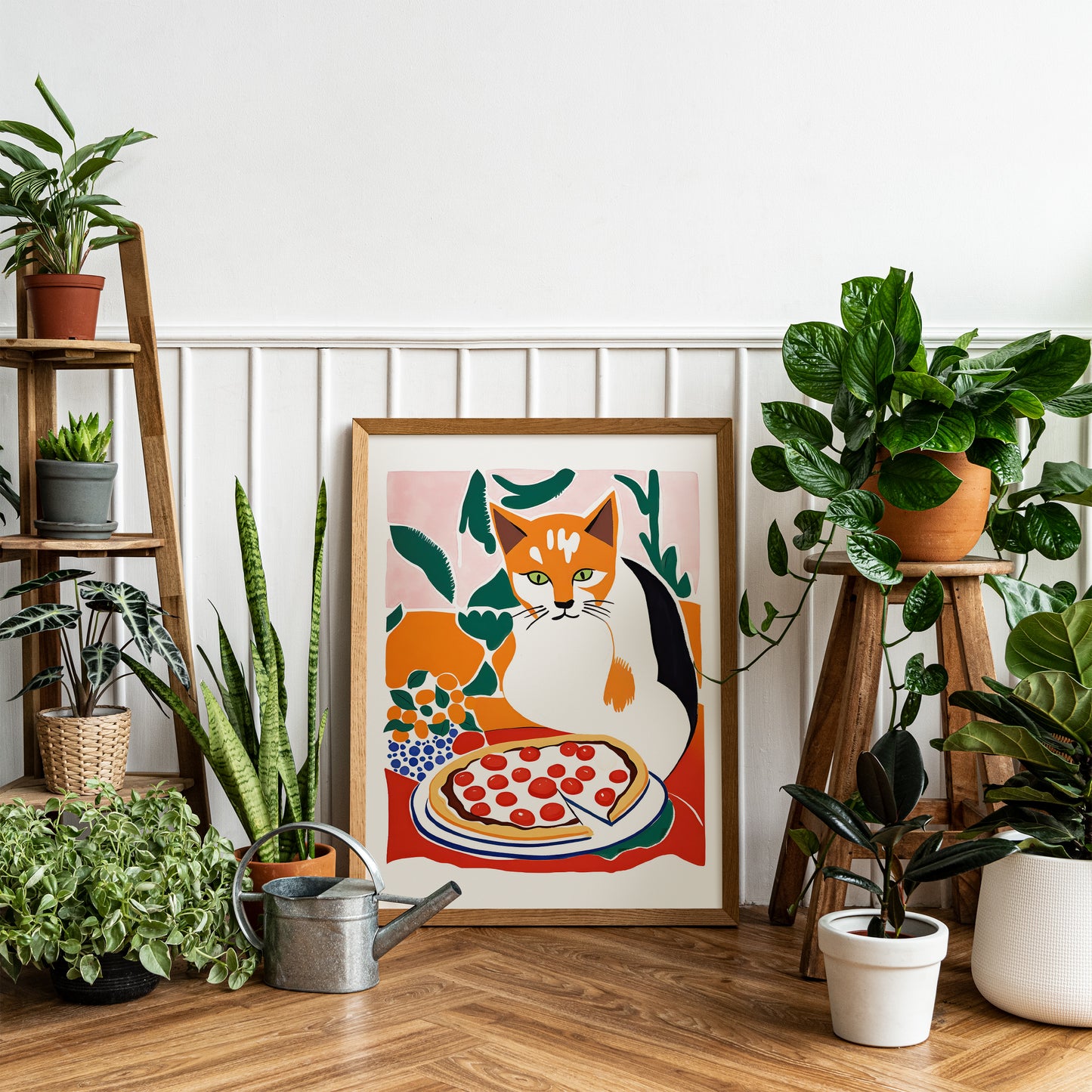 Cat Pizza Wall Art Print